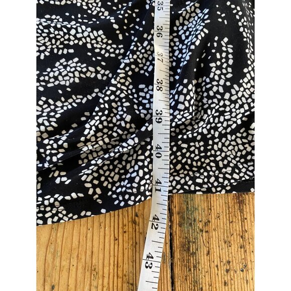 Chaps Womens Black White Sleeveless Dress XL V-Neck Polyester Midi Pencil - Picture 7 of 7